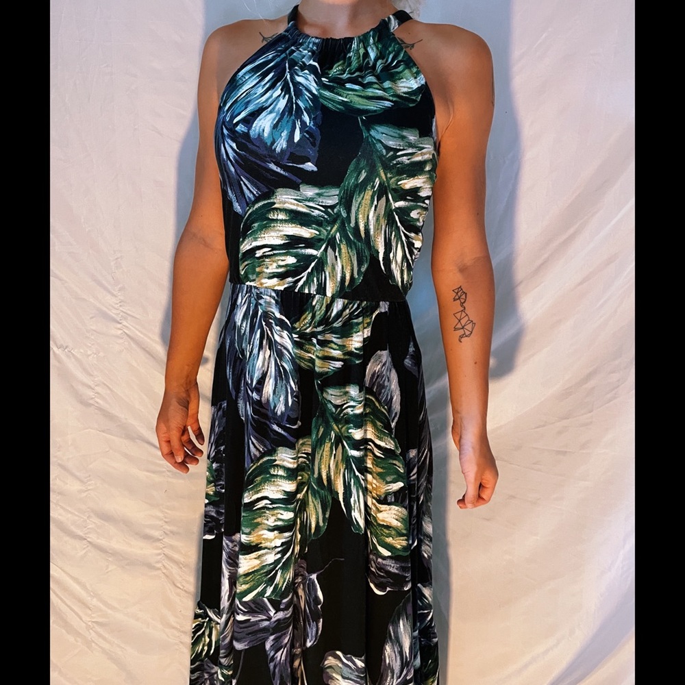RARE CYNTHIA ROWLEY DESIGNER PRINTED HALTER NECK MAXI DRESS